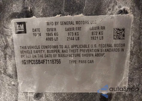 2015 Chevrolet Cruze 1Lt Auto z USA, uszkodzony, nr VIN 1G1PC5SB4F7118756